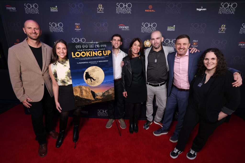 The team of the Looking Up feature doc at the sold-out NYC premiere red carpet, Soho Film Festival